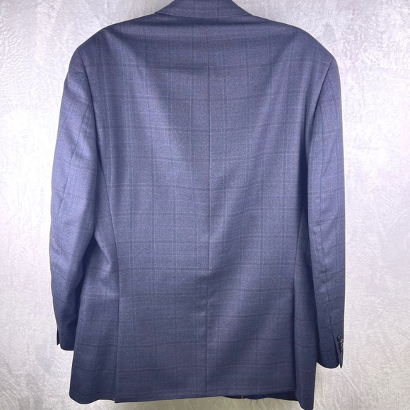 Michael Kors Mens 42L 100% wool Plaid Blazer Suit Jacket Navy Blue  professional - Picture 5 of 9